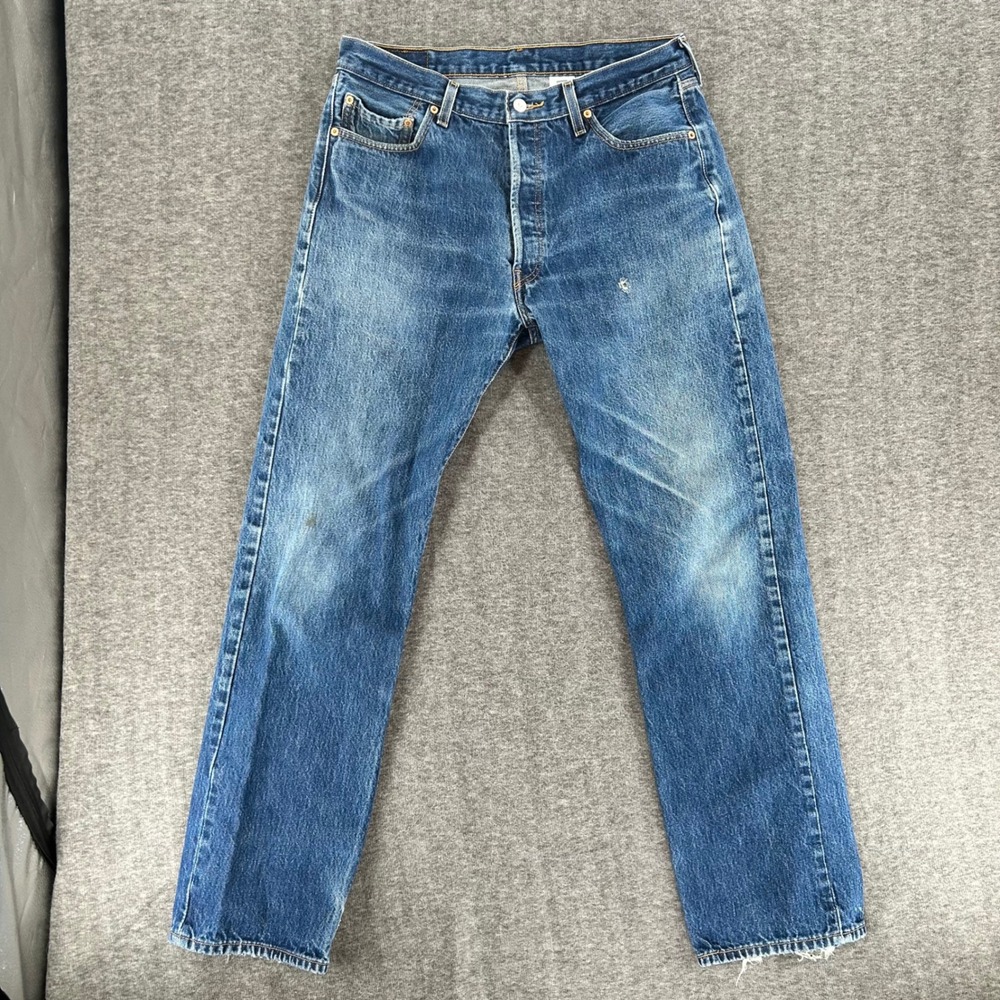 VTG Levis 501xx Mens Blue Denim Button Fly Jeans 36x34 Fits 35x32 Y2K Distressed